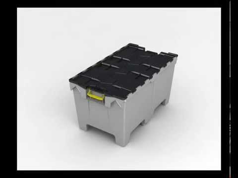 Pallet of 6 - Extra Large 190 Litre Strong Attached Lid Container with Pallet Feet-LH-Plastic Box Shop