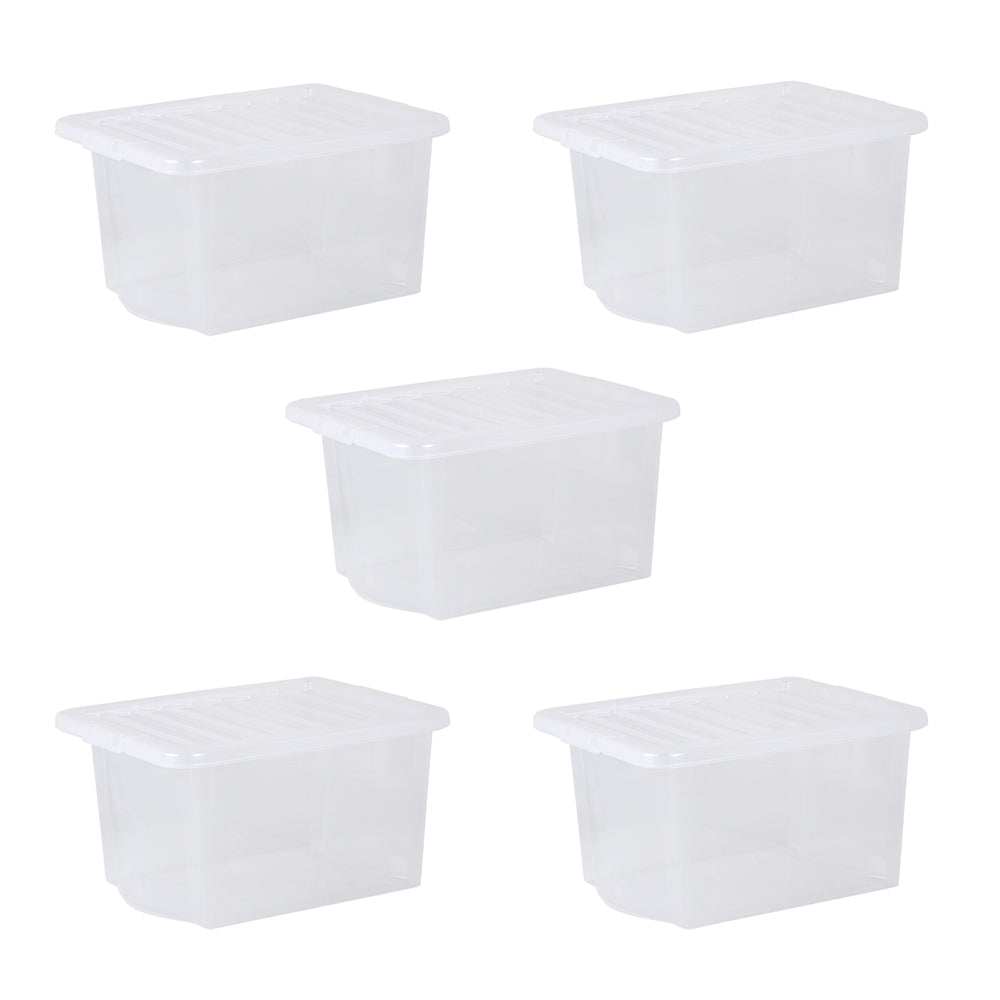 Wham Crystal Pack of 5 x 28L Underbed Plastic Storage Boxes with Lids-Wham-Plastic Box Shop