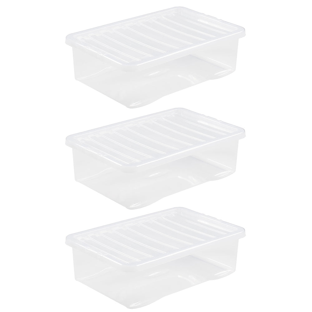 Wham Crystal Pack of 5 x 32L Underbed Plastic Storage Boxes with Lids-Wham-Plastic Box Shop