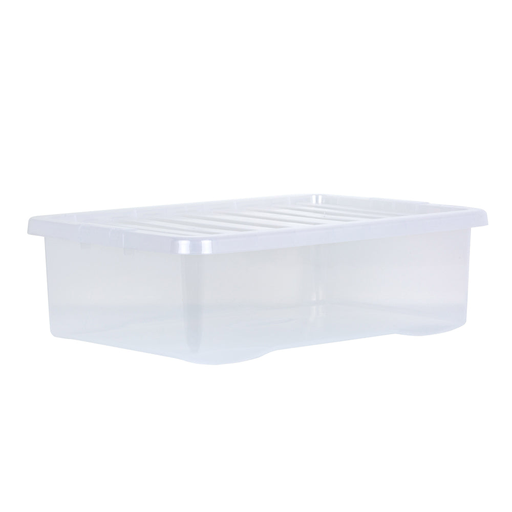 SINGLE - 32 Litre Crystal Under Bed Plastic Storage Box with Lid-Wham-Plastic Box Shop