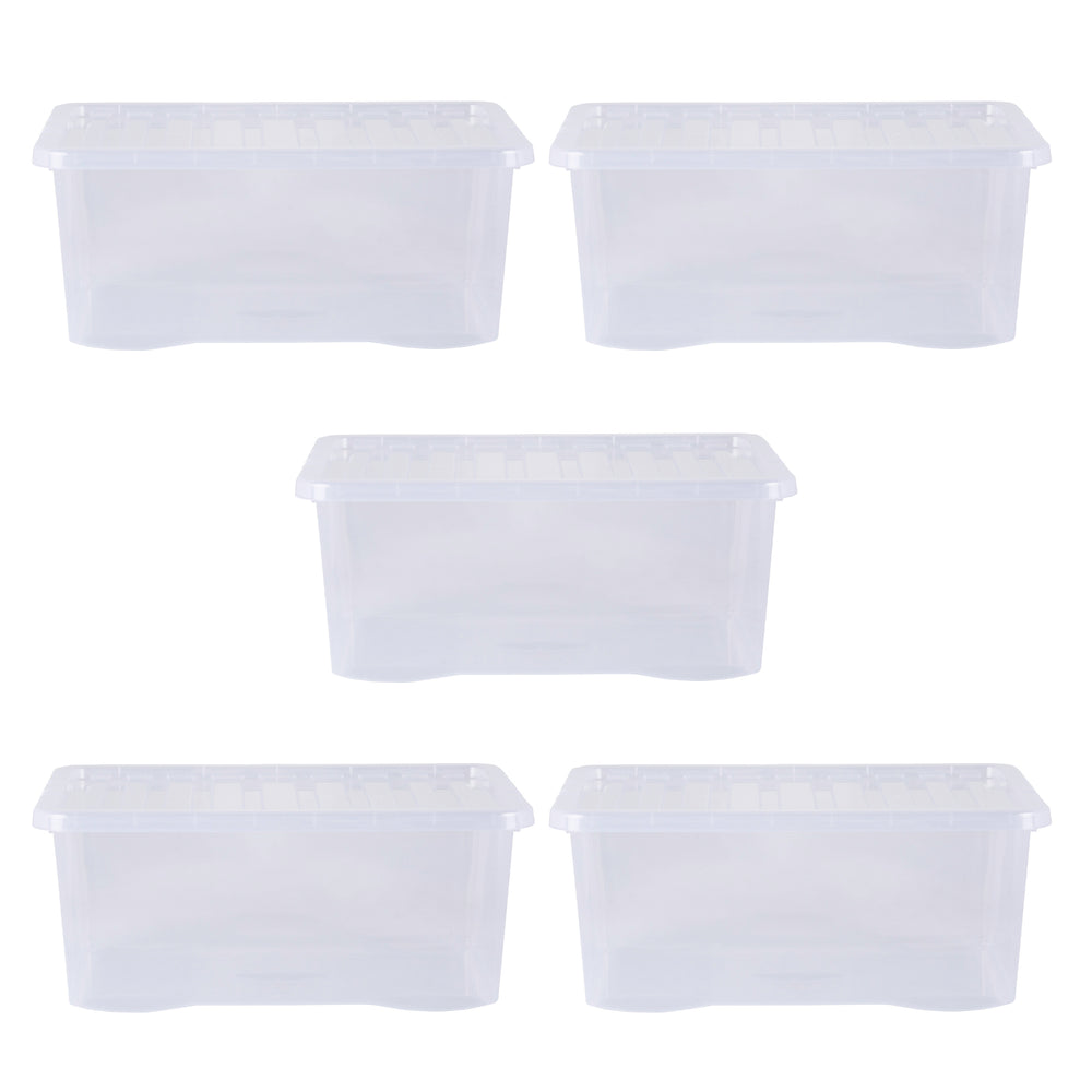 Wham Crystal Pack of 5 x 45L Plastic Storage Boxes with Lids-Wham-Plastic Box Shop