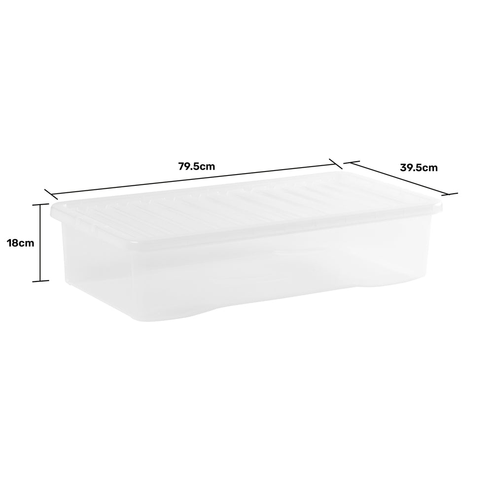 Wham Crystal Pack of 2 x 42L Underbed Plastic Storage Boxes with Lids-Wham-Plastic Box Shop