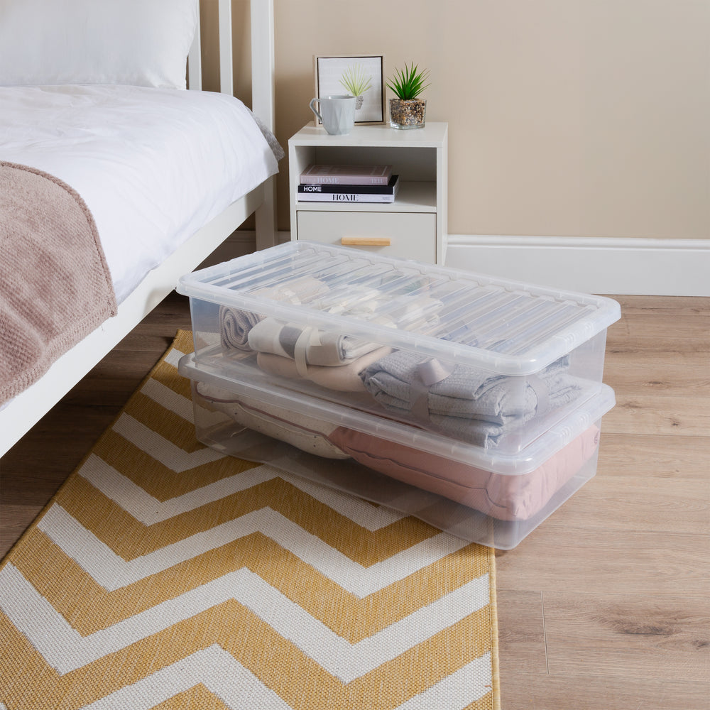 Wham Crystal Pack of 2 x 42L Underbed Plastic Storage Boxes with Lids-Wham-Plastic Box Shop
