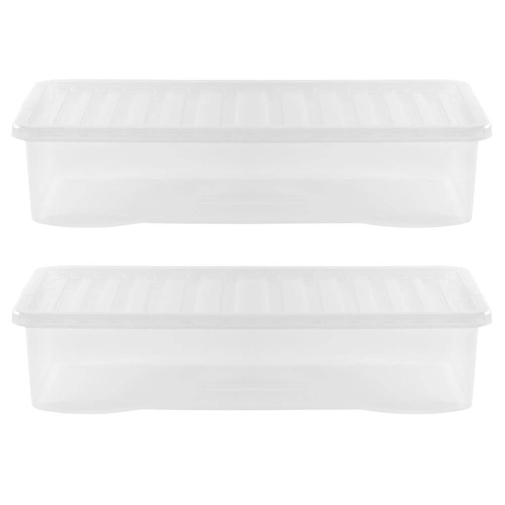 Wham Crystal Pack of 2 x 42L Underbed Plastic Storage Boxes with Lids-Wham-Plastic Box Shop