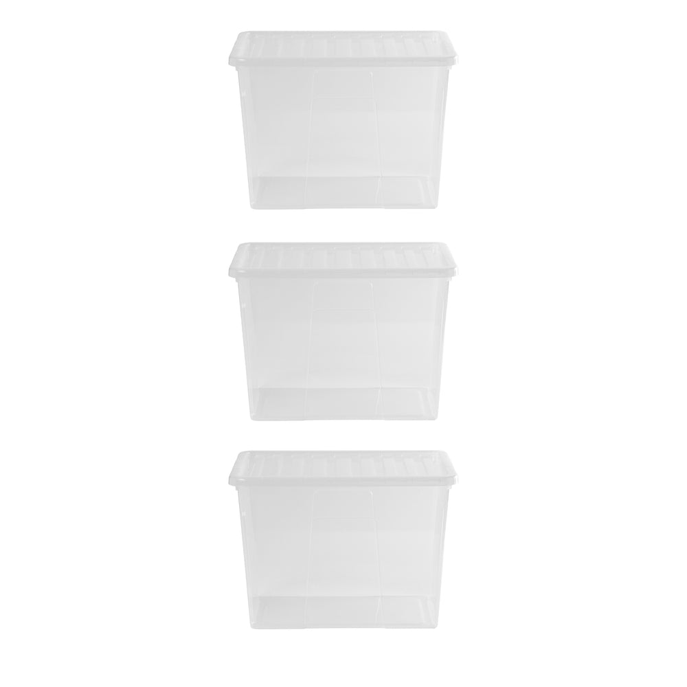 Wham Crystal Pack of 3 x 80L Plastic Storage Boxes with Lids-Wham-Plastic Box Shop