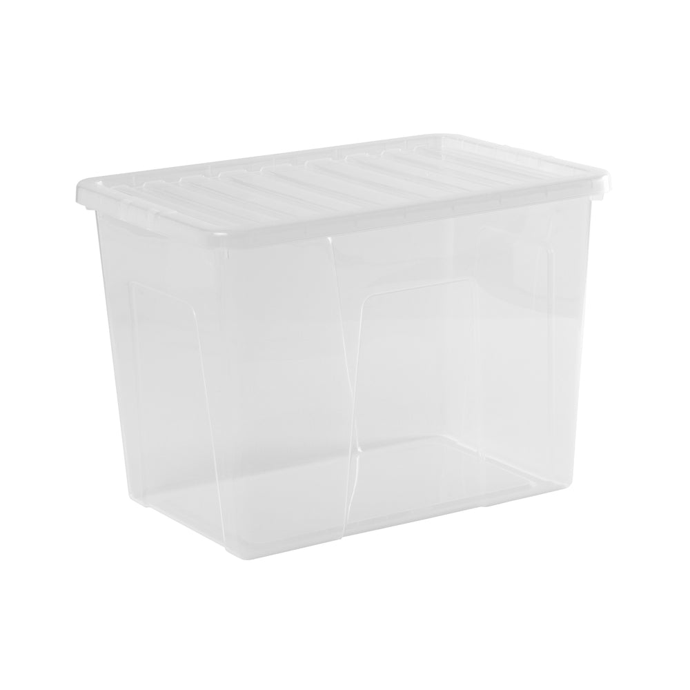 Wham Crystal Pack of 4 x 80L Plastic Storage Boxes with Lids-Wham-Clear-WM80P4C-Plastic Box Shop