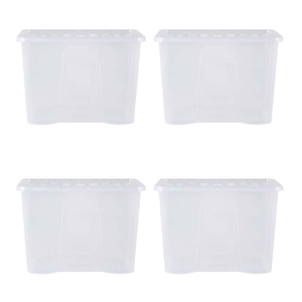 Wham Crystal Pack of 4 x 80L Plastic Storage Boxes with Lids-Wham-Plastic Box Shop