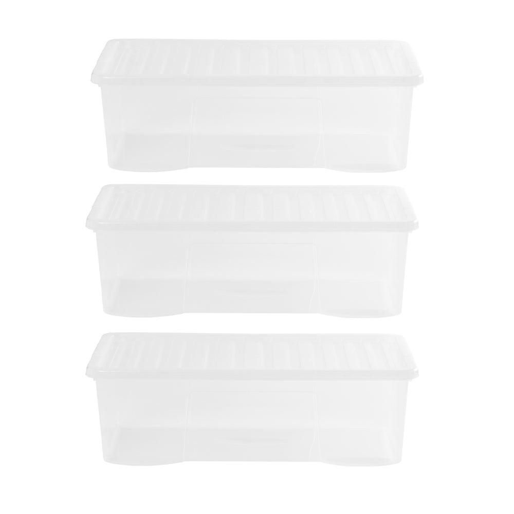 Wham Crystal Pack of 3 x 62L Plastic Storage Boxes with Lids-Wham-Plastic Box Shop