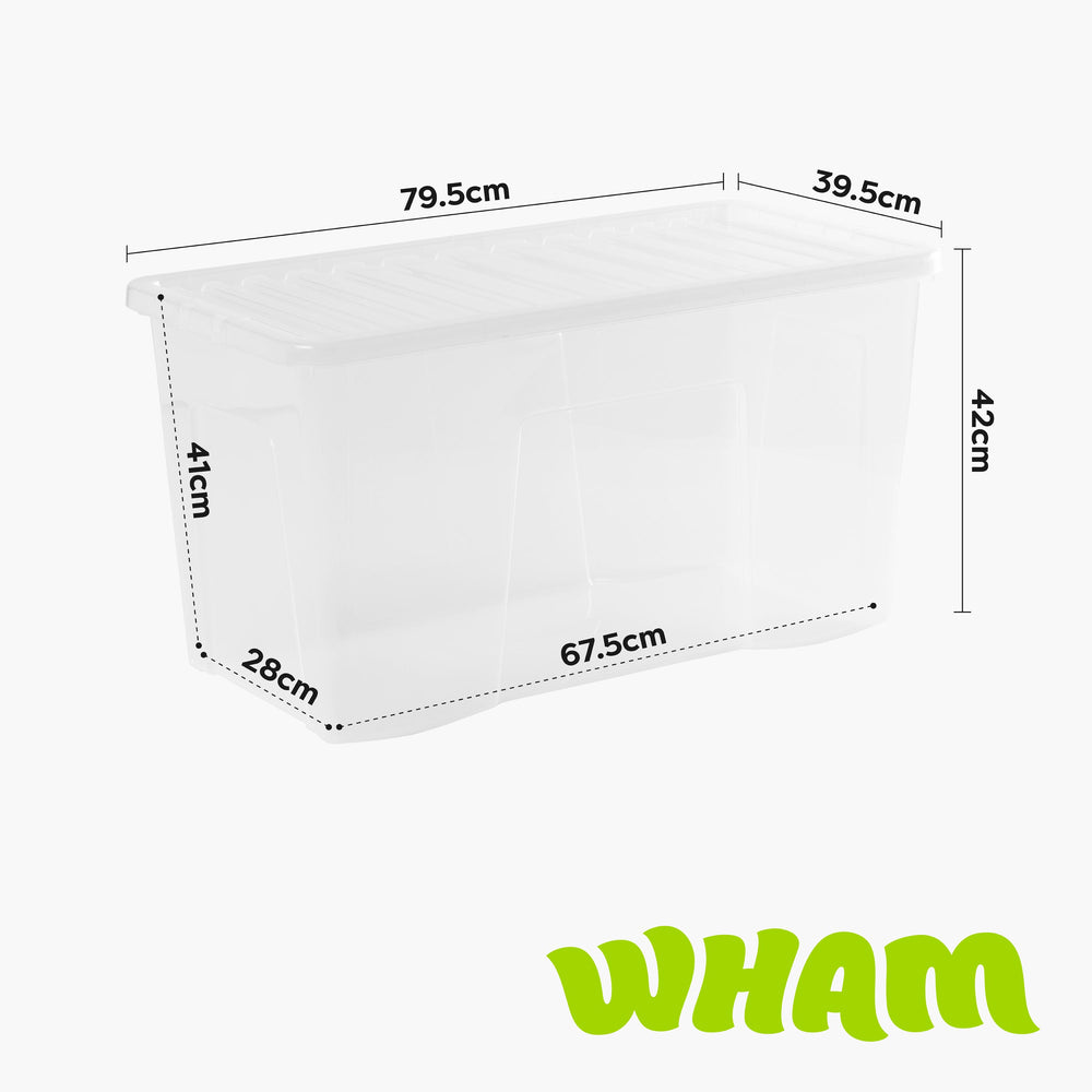 Wham Crystal Pack of 3 x 110L Plastic Storage Boxes with Lids-Wham-Plastic Box Shop