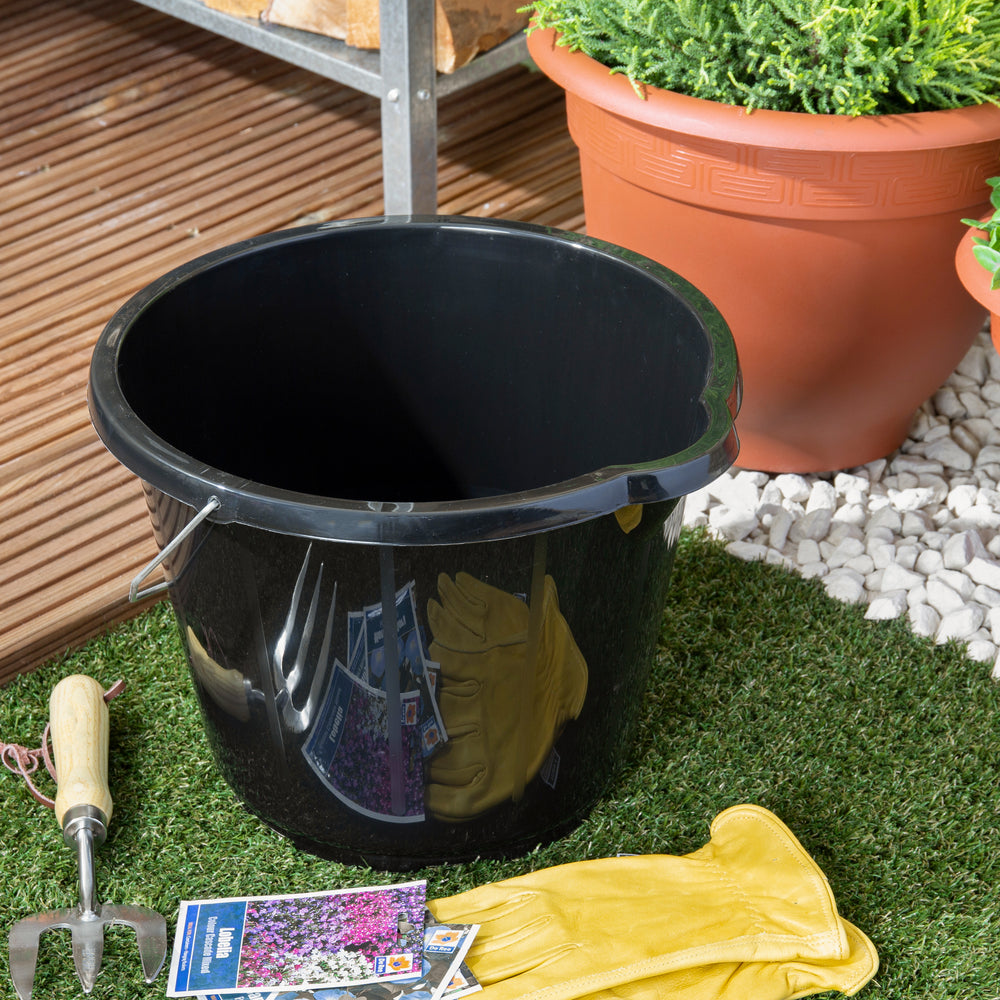 12 Litre Eden Tough Bucket Black with Metal Handle (11735)-Wham-Plastic Box Shop