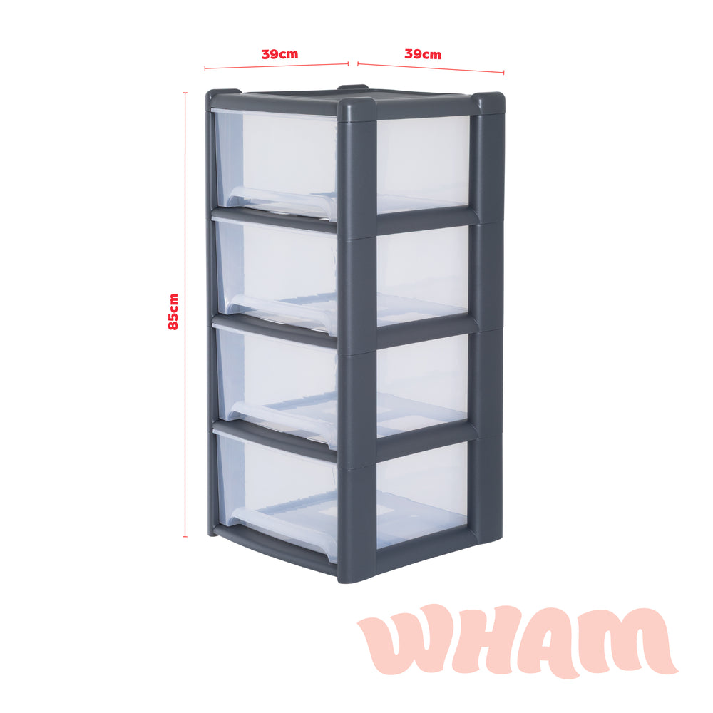 Large Deep Plastic Four Drawer Unit-Wham-Plastic Box Shop