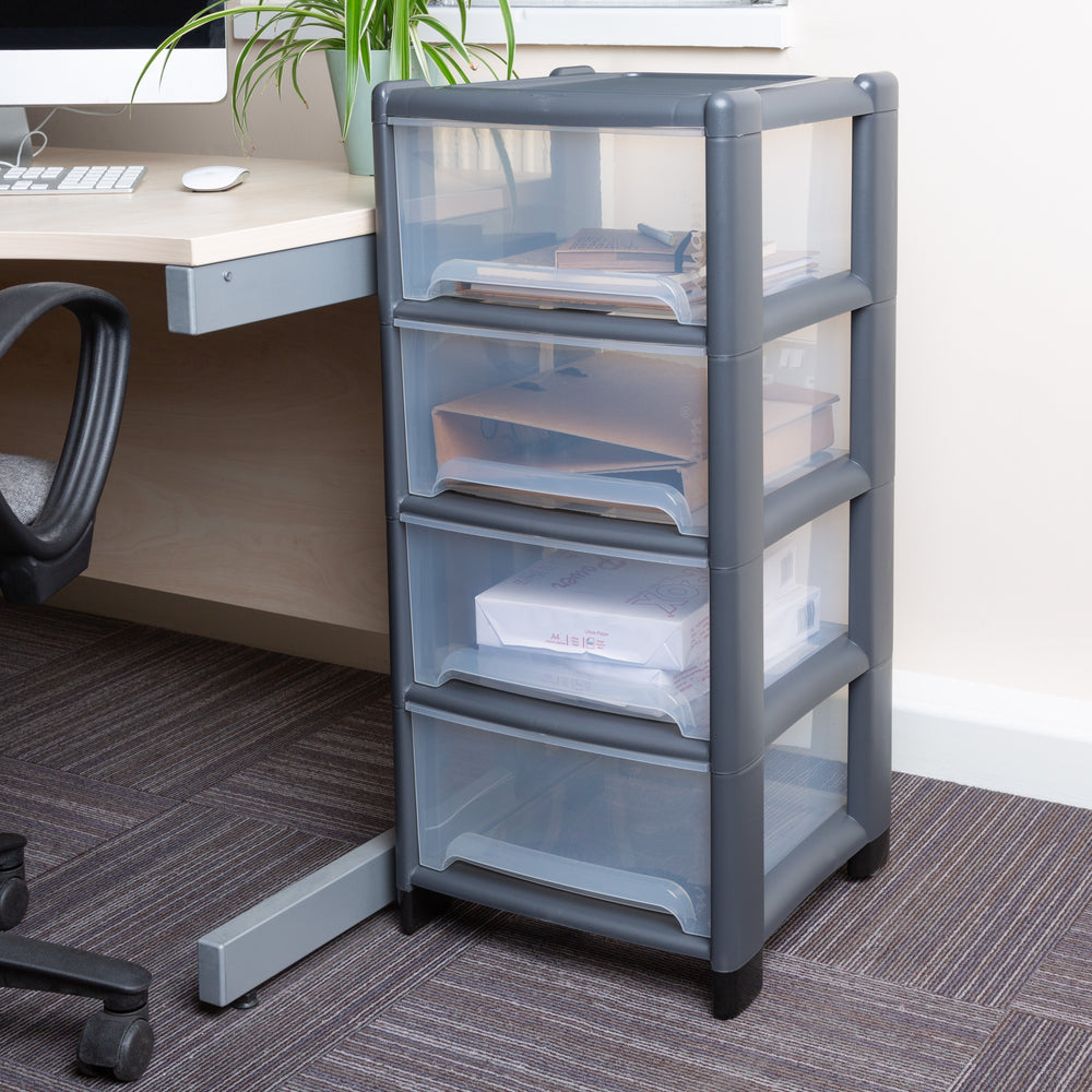 Large Deep Plastic Four Drawer Unit-Wham-Plastic Box Shop