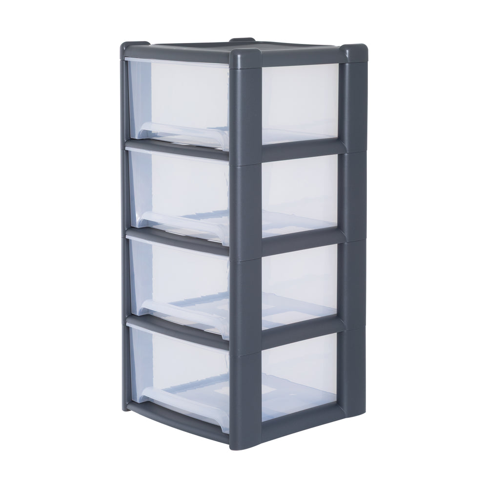 Large Deep Plastic Four Drawer Unit-Wham-Graphite-WM4DG-Plastic Box Shop