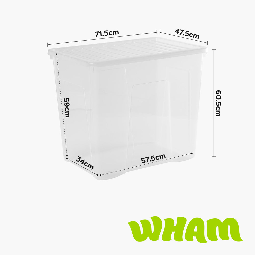 Wham Crystal Pack of 8 x 160 Litre Plastic Storage Boxes with Lids-Wham-Plastic Box Shop