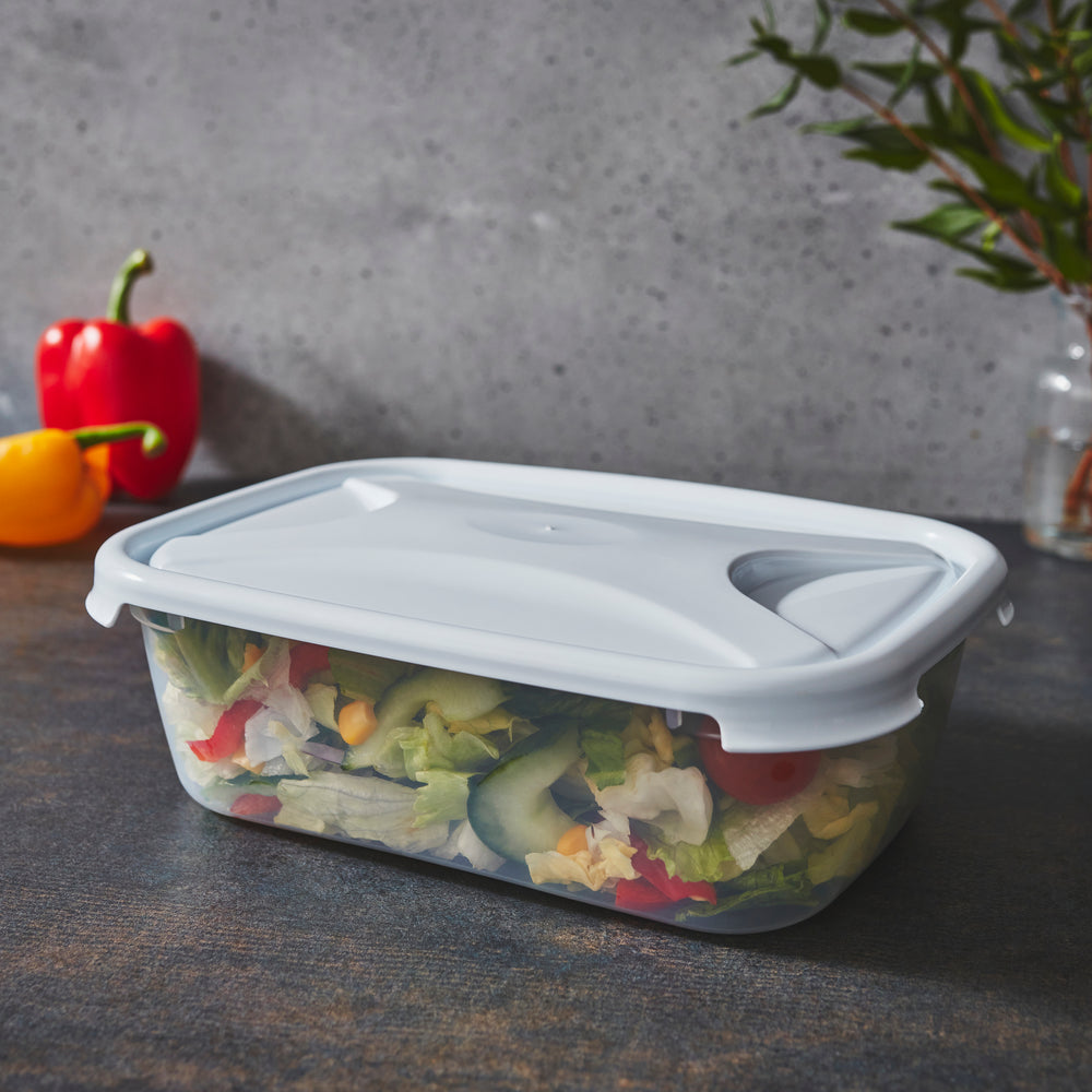 1.6 Litre Clear Rectangular Plastic Food Storage Box with White Lid – Wham-Wham-Plastic Box Shop