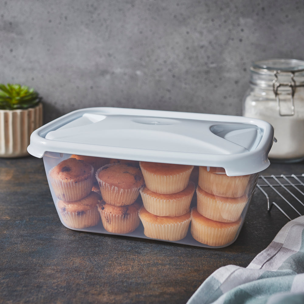 3.6 Litre Rectangular Plastic Food Box White Lid (12375)-Wham-Plastic Box Shop
