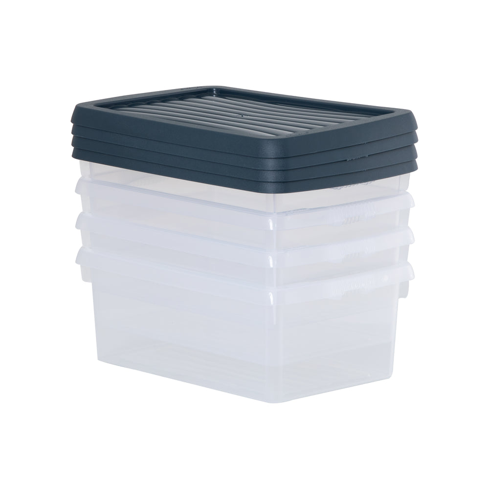 Set of 4 - 3.5 Litre Wham Plastic Storage Boxes with Mixed Coloured Lids (13109)-Wham-Plastic Box Shop