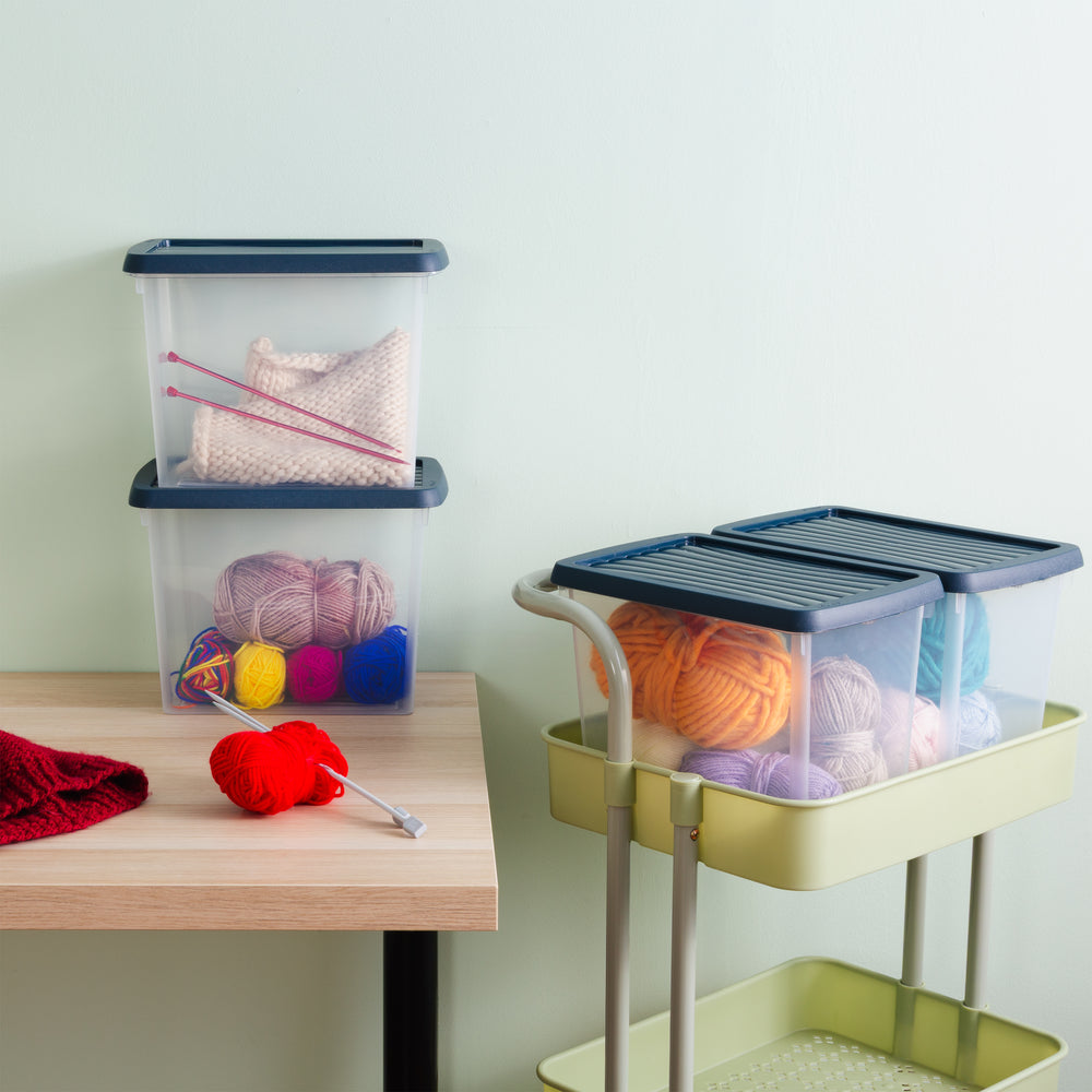 Set of 4 - 6.7 Litre Wham Plastic Storage Boxes with Mixed Coloured Lids - 13114-Wham-Plastic Box Shop