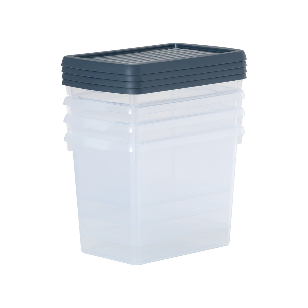 Set of 4 - 6.7 Litre Wham Plastic Storage Boxes with Mixed Coloured Lids - 13114-Wham-Plastic Box Shop