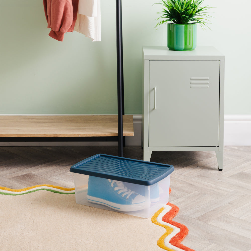 Set of 3 - 9 Litre Wham Plastic Storage Boxes with Mixed Coloured Lids - Shoe Boxes - 13129-Wham-Plastic Box Shop