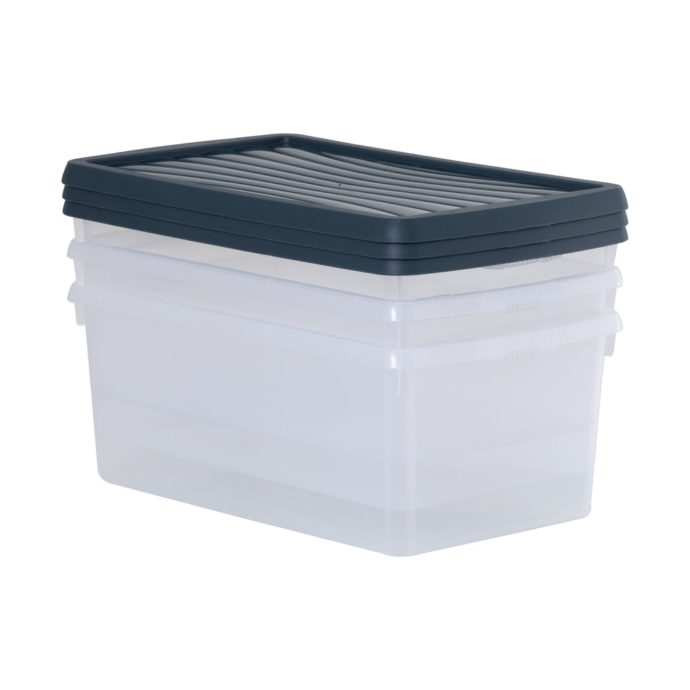 Set of 3 - 9 Litre Wham Plastic Storage Boxes with Mixed Coloured Lids - Shoe Boxes - 13129-Wham-Plastic Box Shop