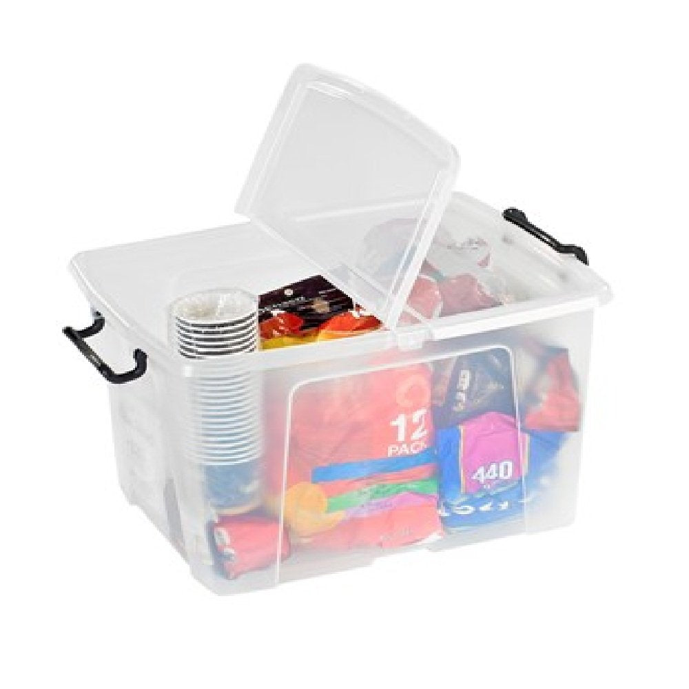 Pack of 4 x 40L Smart Storemaster Plastic Storage Boxes with Lids-Strata-Plastic Box Shop