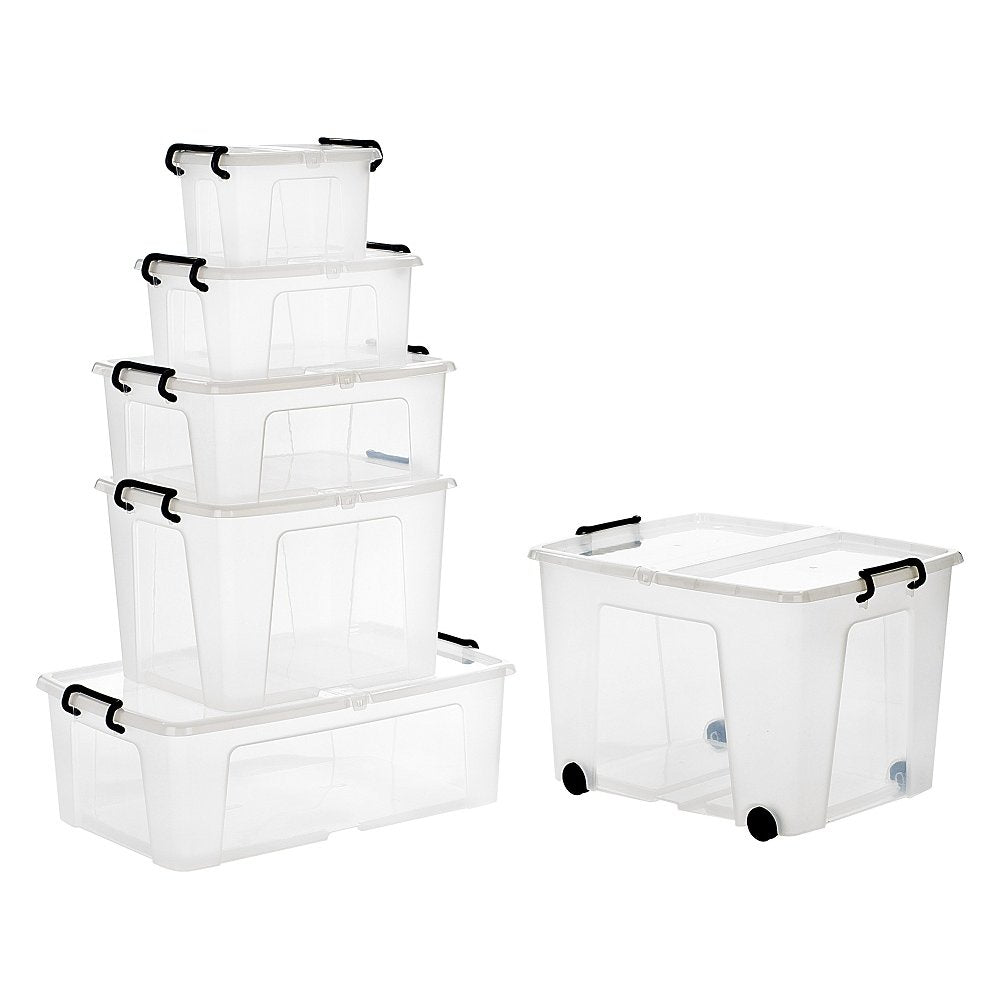 Pack of 3 x 75L Smart Storage Box With Wheels and Lids-Strata-Plastic Box Shop
