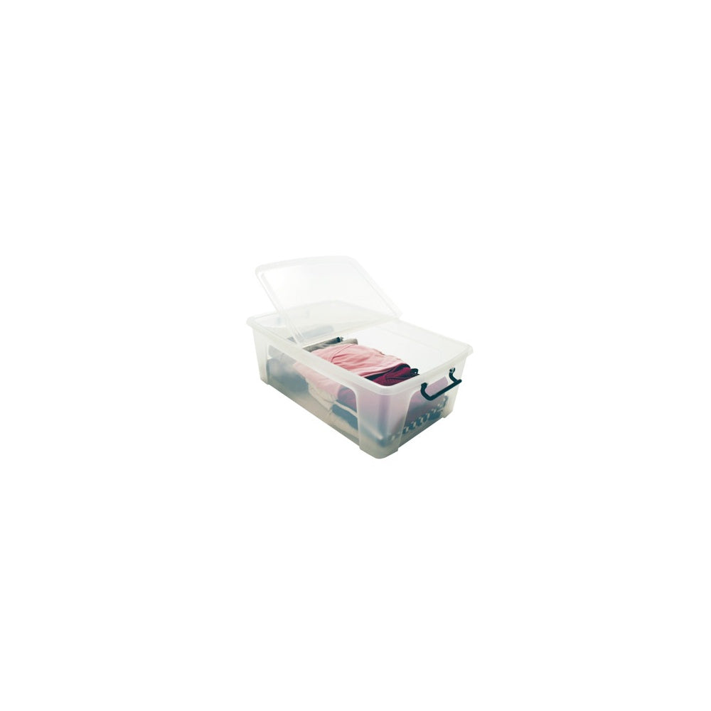 Pack of 4 x 50L Smart Storemaster Clear Plastic Storage Boxes and Folding Lids-Strata-Plastic Box Shop