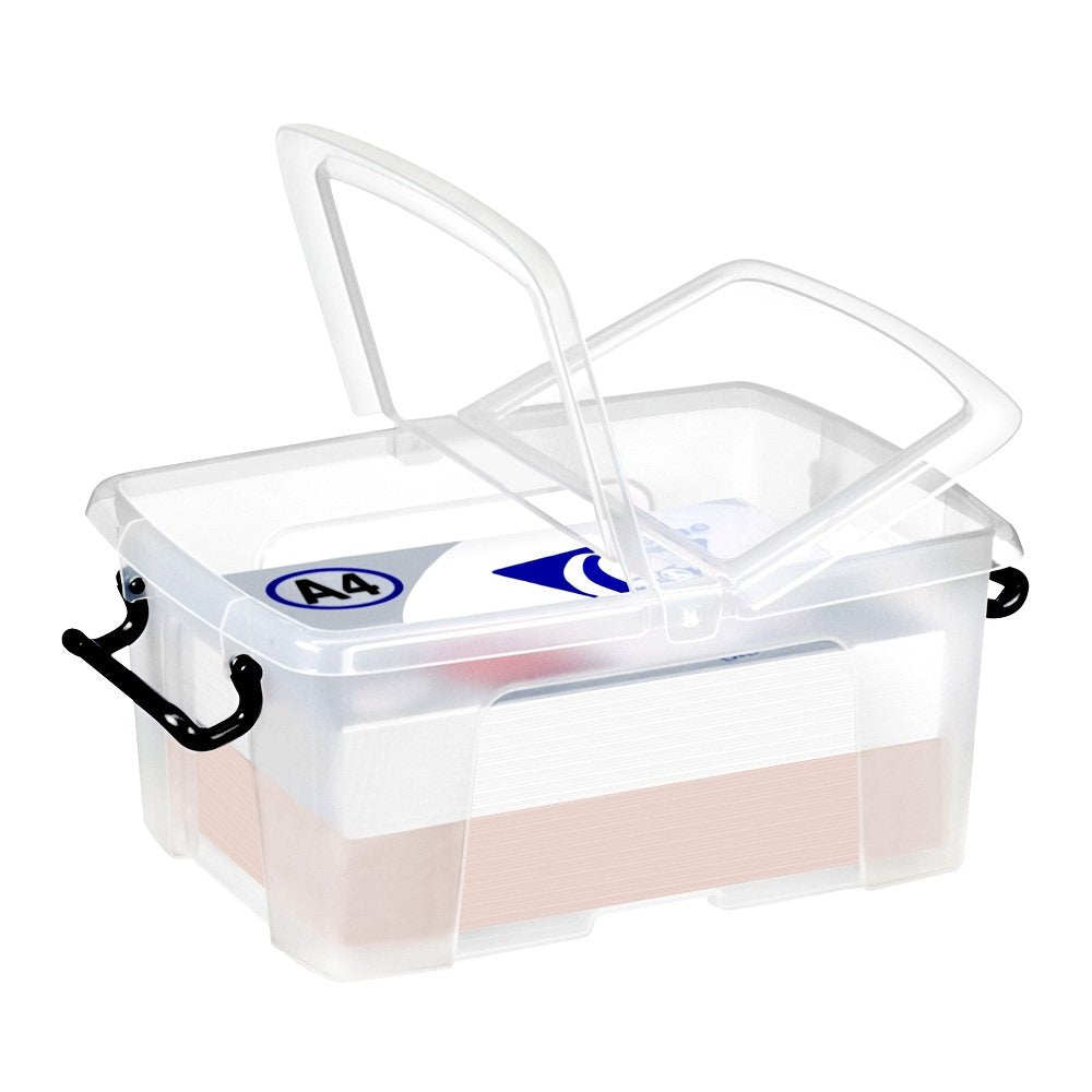 12 Litre Clear Plastic Storage Box with Split Lid (Pack of 5) – Strata-Strata-Plastic Box Shop