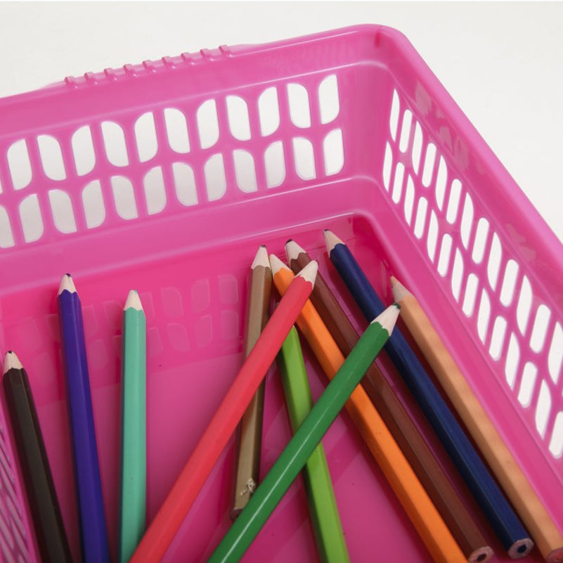 Pack of 5 x Small Plastic Tidy Baskets – Assorted Colours-Wham-Plastic Box Shop