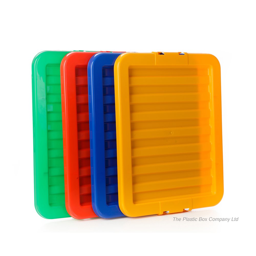 Pack of 5 - LIDS ONLY for the 35L Stack and Store Boxes - Red, Blue, Green, Yellow and Clear-Wham-Plastic Box Shop