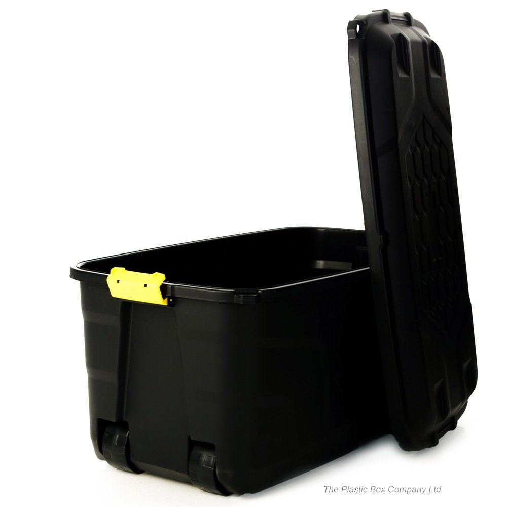145 Litre Premium Quality Lockable Plastic Box with Clip on Lid and Wheels-Strata-Plastic Box Shop