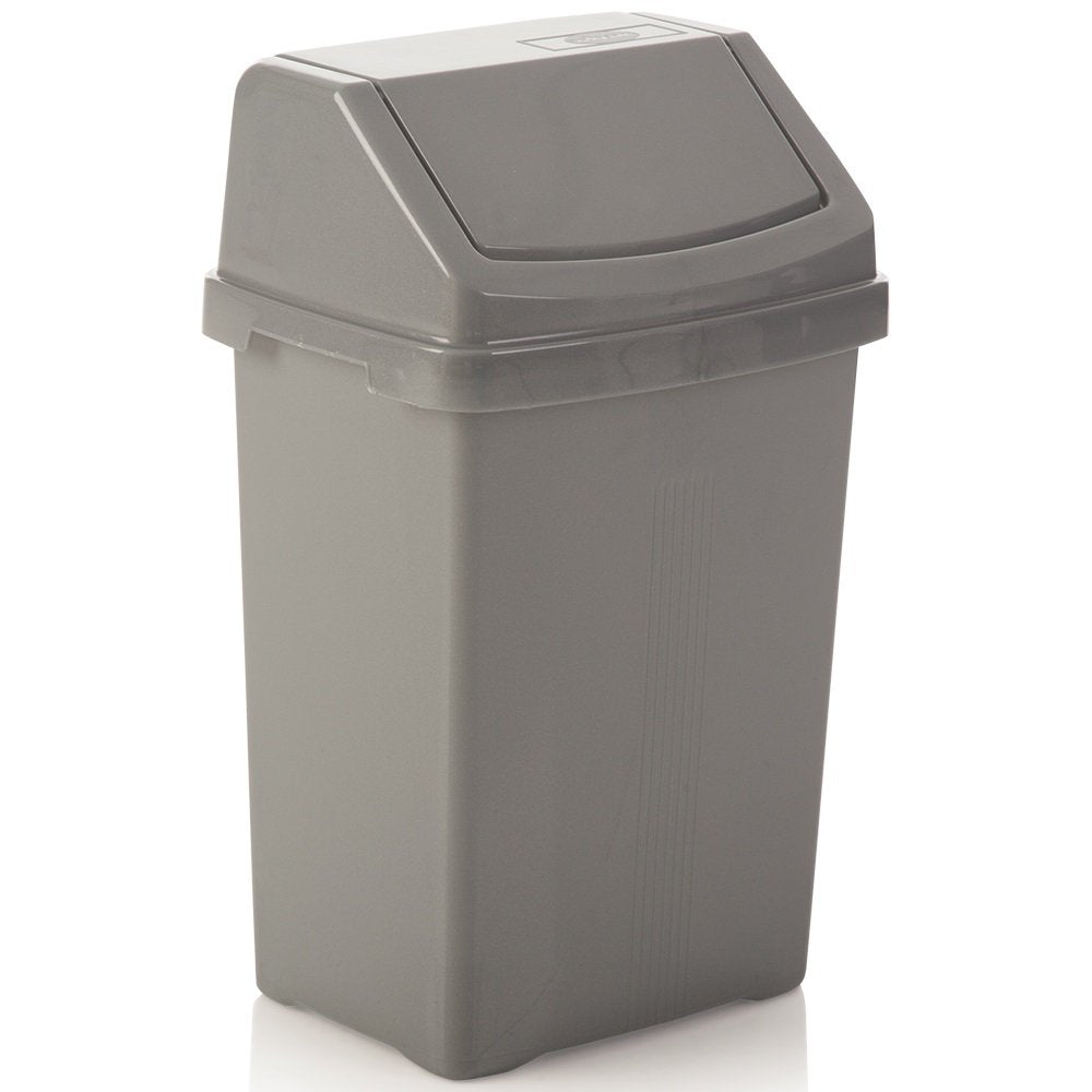 50 Litre Casa Plastic Swing Bin-Wham-Silver-WM50SWINGS-Plastic Box Shop