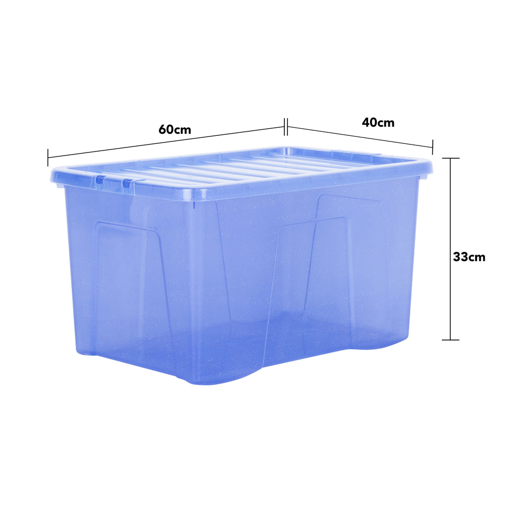 SINGLE - 60 Litre Crystal Sparkle Plastic Storage Boxes and Lids-Wham-Plastic Box Shop