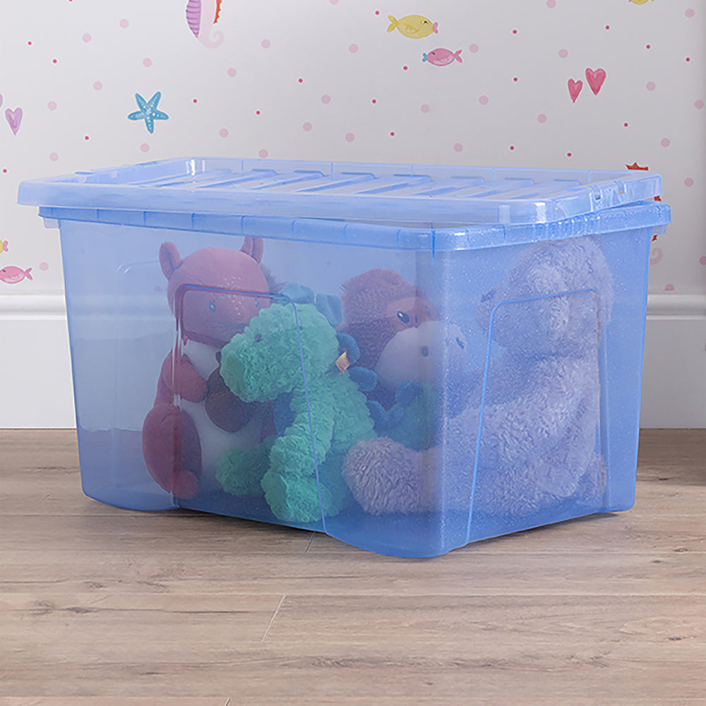 SINGLE - 60 Litre Crystal Sparkle Plastic Storage Boxes and Lids-Wham-Plastic Box Shop