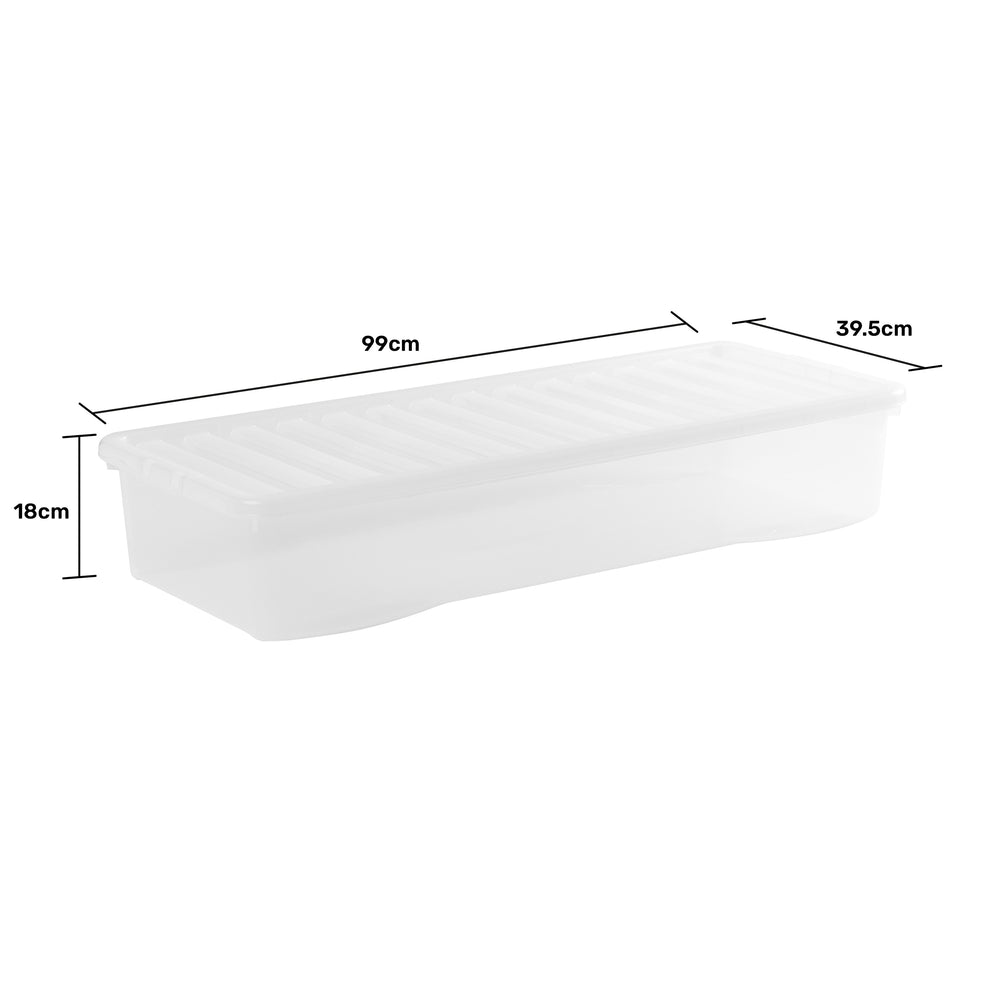 Pack of 3 x 55L Extra Long Shallow Under Bed Storage Boxes with Lids-Wham-Plastic Box Shop