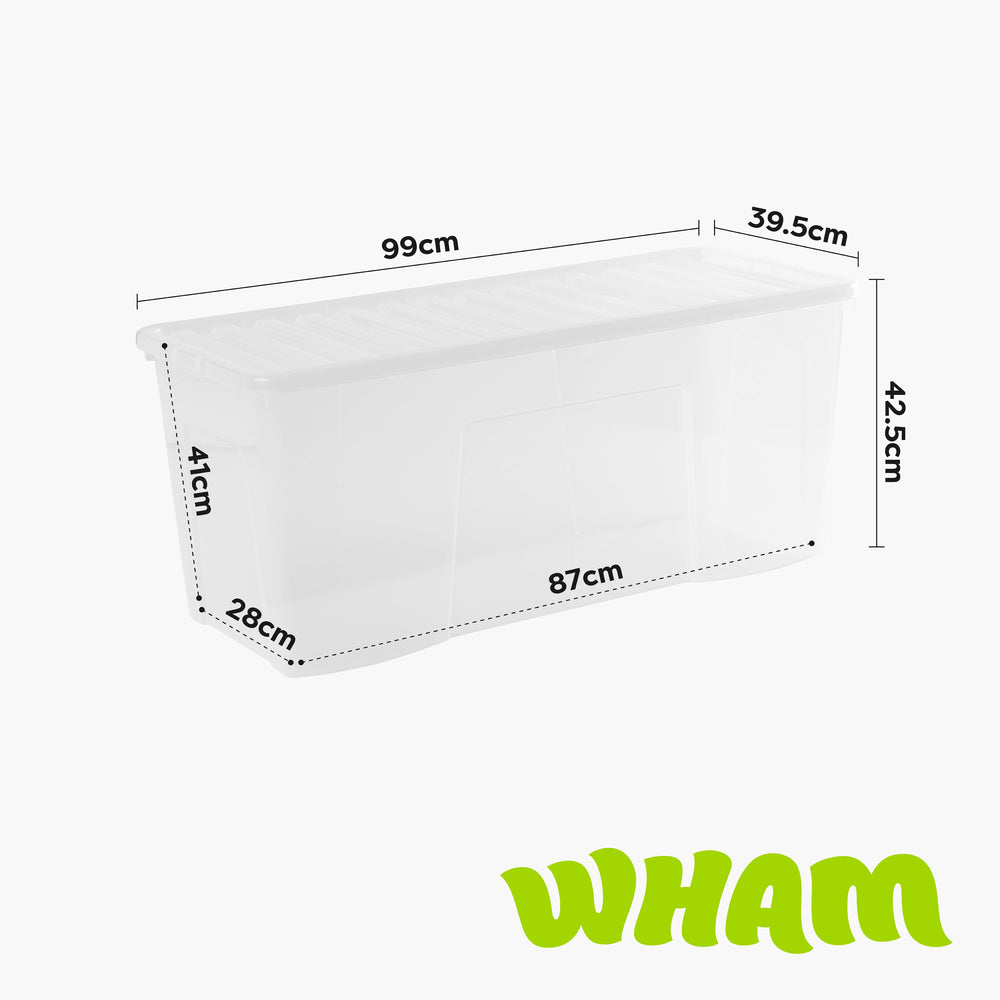 Pallet of 72 x 133L Crystal Extra Large Plastic Storage Boxes with Lids-Wham-Plastic Box Shop
