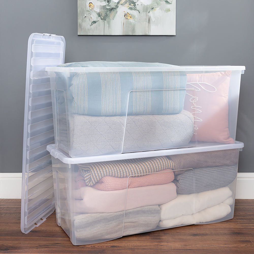 Pack of 2 x 133L Extra Large Long Plastic Storage Boxes with Lids-Wham-Plastic Box Shop