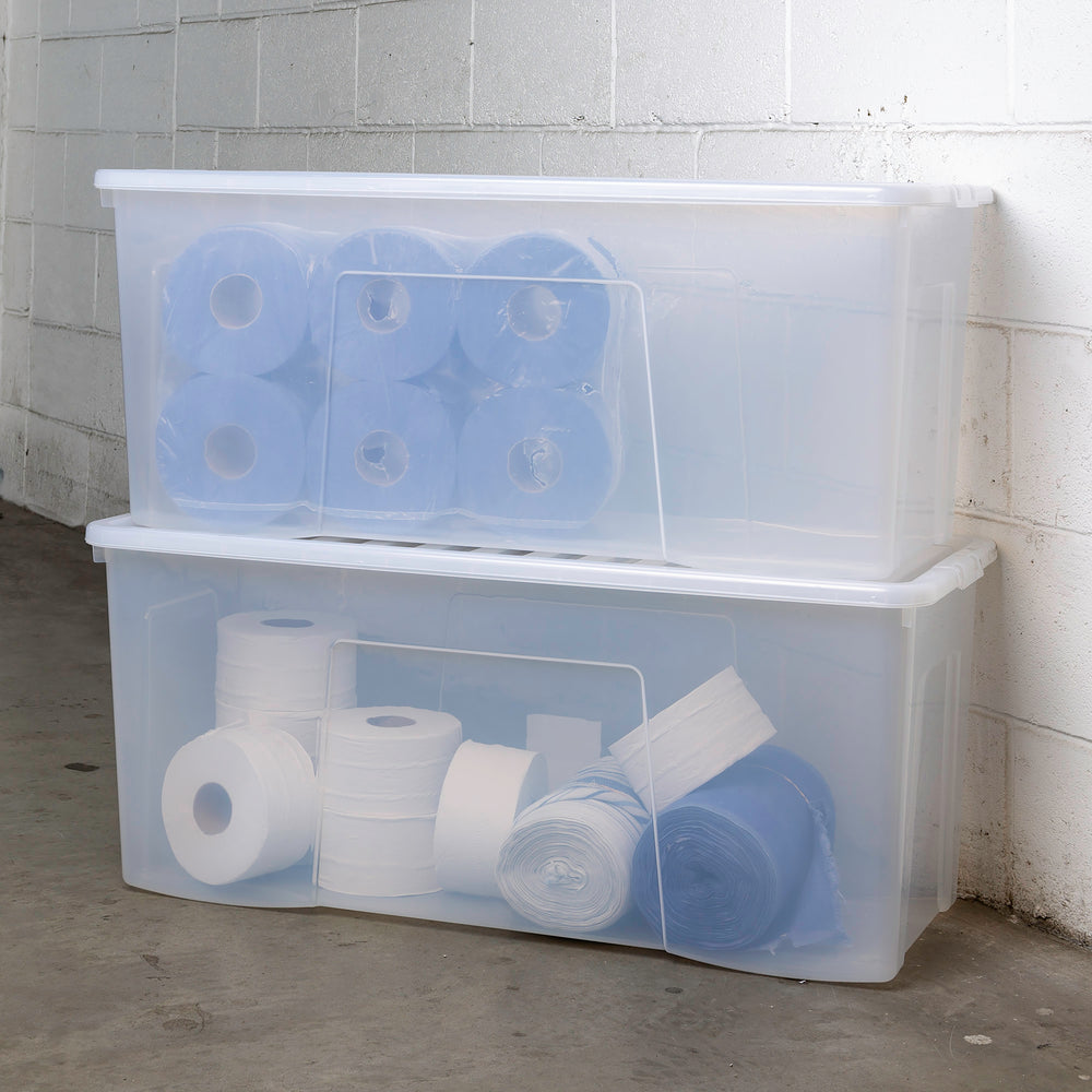 Pack of 2 x 133L Extra Large Long Plastic Storage Boxes with Lids-Wham-Plastic Box Shop