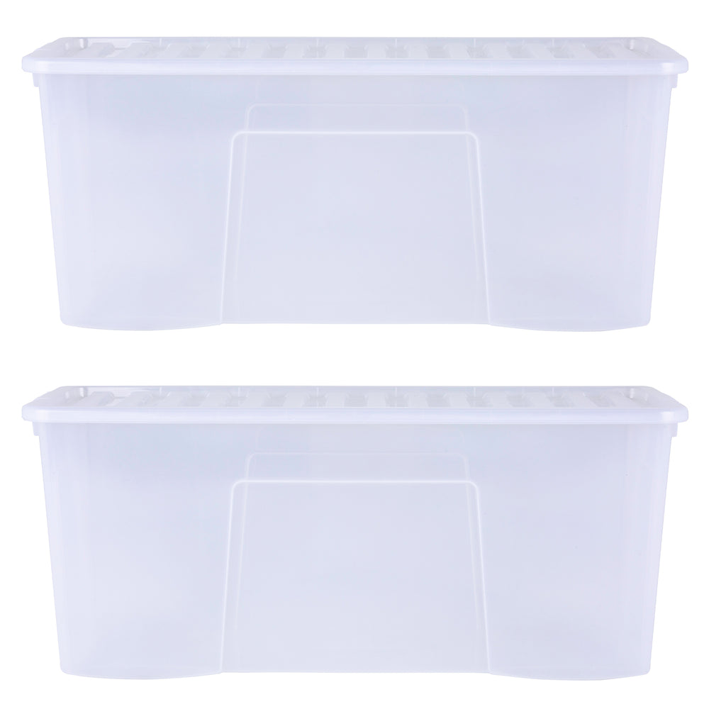 Pack of 2 x 133L Extra Large Long Plastic Storage Boxes with Lids-Wham-Plastic Box Shop