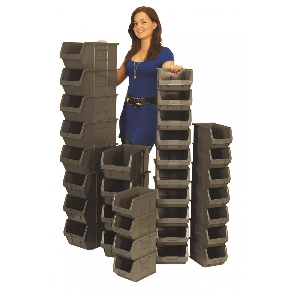 Pallet of 200 - XL4 Semi-Open Fronted Storage Containers - Grey-XL-Plastic Box Shop