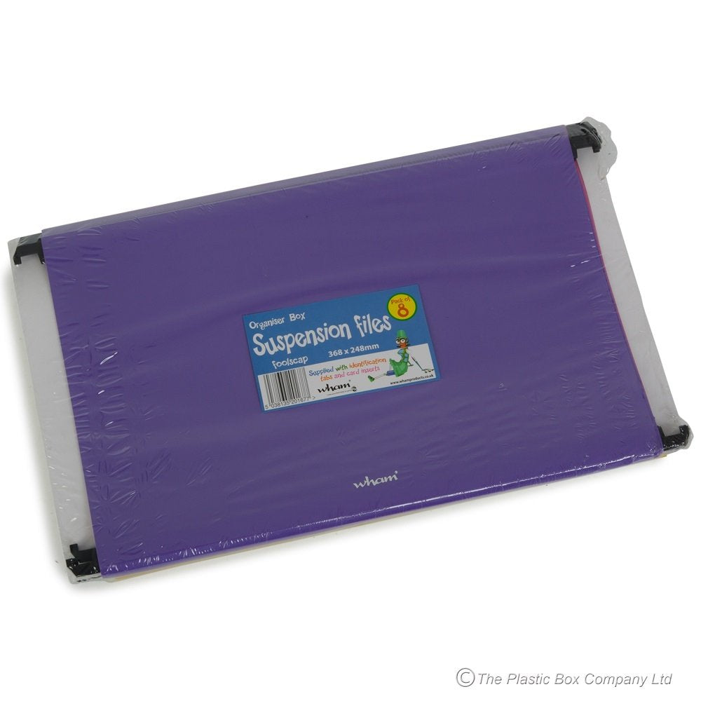 Pack of 8 x Foolscap Suspension Files with Index Holder-Wham-Plastic Box Shop