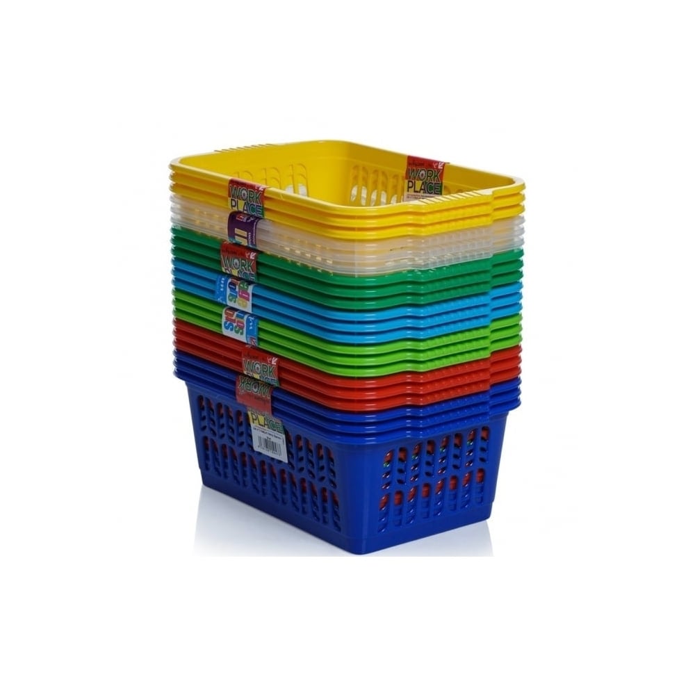 Medium Multi-Colour Plastic Storage Basket (Pack of 3)-Wham-Plastic Box Shop
