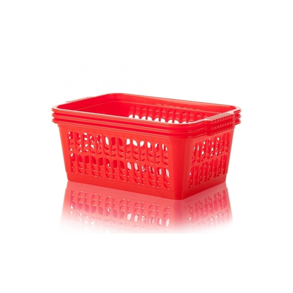 Medium Multi-Colour Plastic Storage Basket (Pack of 3)-Wham-Primary Red-WMTP3PR-Plastic Box Shop