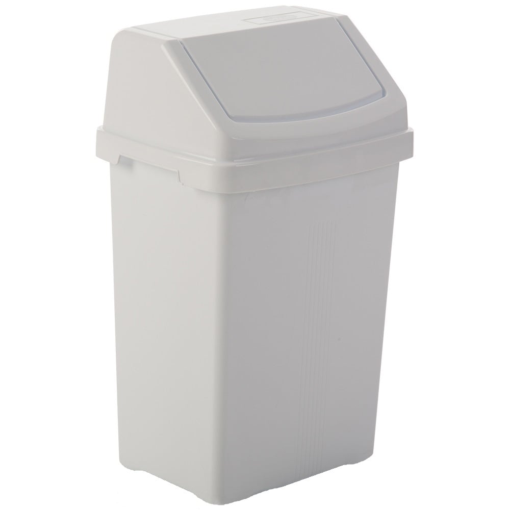 8 Litre Casa Plastic Swing Bin-Wham-White-WM8SWINGW-Plastic Box Shop