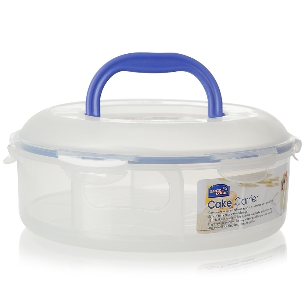 5.5 Litre Round Food Container with Cake Tray and Carrying Handle-Lock & Lock-Plastic Box Shop