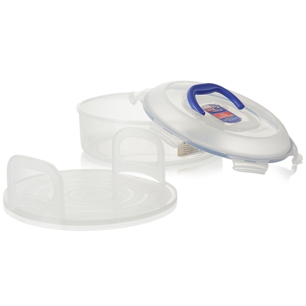 5.5 Litre Round Food Container with Cake Tray and Carrying Handle-Lock & Lock-Plastic Box Shop