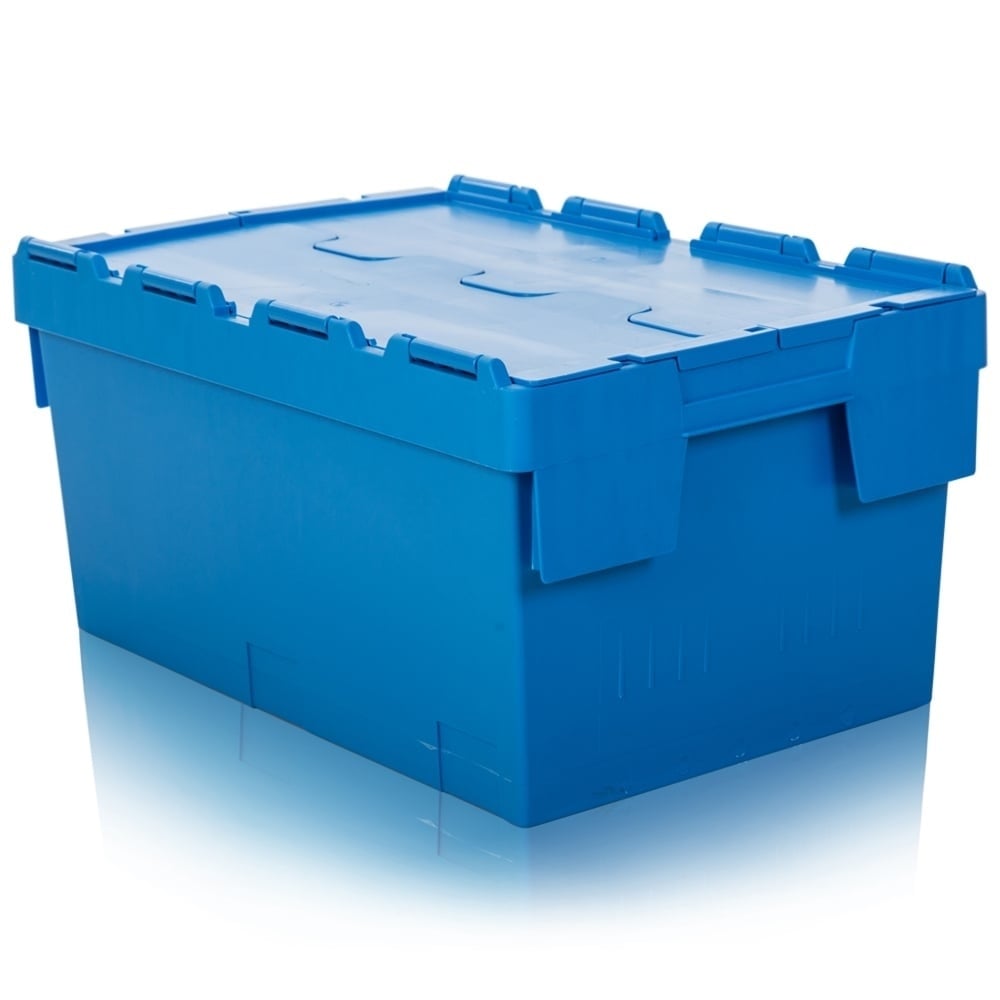 Pack of 2 x 55L Heavy Duty ALC Plastic Boxes with Attached Lids-CS-Plastic Box Shop