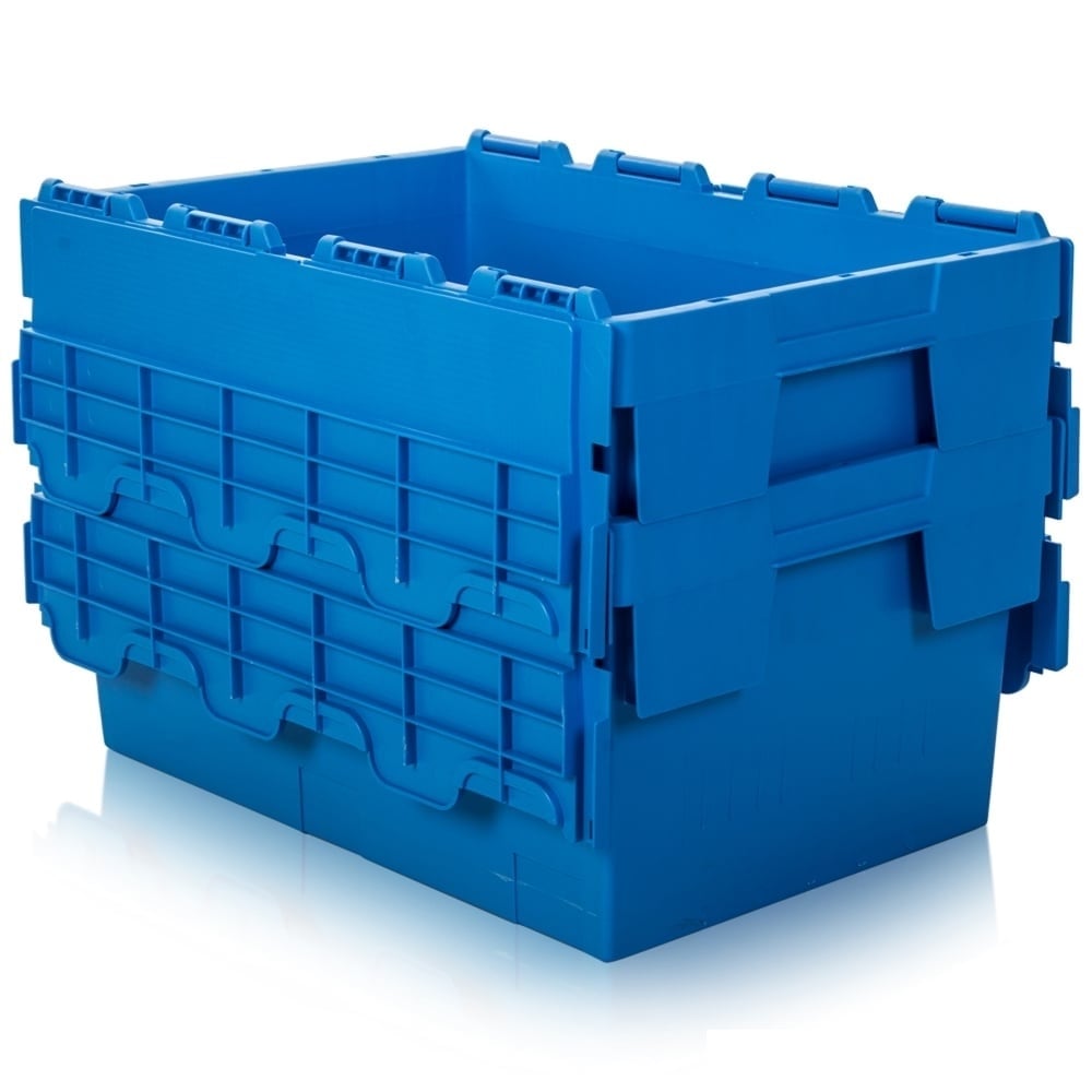 Pack of 2 x 55L Heavy Duty ALC Plastic Boxes with Attached Lids-CS-Plastic Box Shop