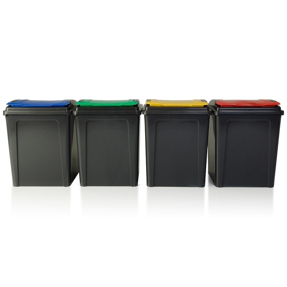 Large 50 Litre Slate Plastic Recycling Bin with Flip Lid-Wham-Plastic Box Shop